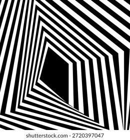 Redemoinho hipnótico padrão de ondas pretas e brancas. Fundo abstrato monocromático. Ilustração geométrica plana do vetor.Design do modelo para o banner, site, modelo, folheto, brochura, cartaz.