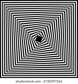 Redemoinho hipnótico padrão de ondas pretas e brancas. Fundo abstrato monocromático. Ilustração geométrica plana do vetor.Design do modelo para o banner, site, modelo, folheto, brochura, cartaz.