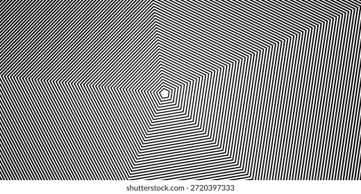 Redemoinho hipnótico padrão de ondas pretas e brancas. Fundo abstrato monocromático. Ilustração geométrica plana do vetor.Design do modelo para o banner, site, modelo, folheto, brochura, cartaz.