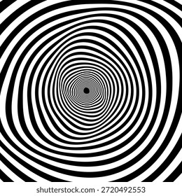 Redemoinho hipnótico padrão de ondas pretas e brancas. Fundo abstrato monocromático. Ilustração geométrica plana do vetor.Design do modelo para o banner, site, modelo, folheto, brochura, cartaz.
