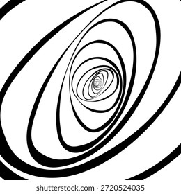Redemoinho hipnótico padrão de ondas pretas e brancas. Fundo abstrato monocromático. Ilustração geométrica plana do vetor.Design do modelo para o banner, site, modelo, folheto, brochura, cartaz.