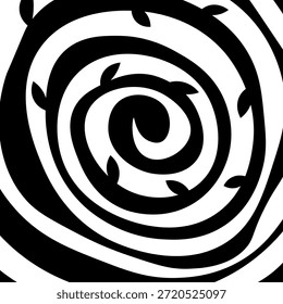 Redemoinho hipnótico padrão de ondas pretas e brancas. Fundo abstrato monocromático. Ilustração geométrica plana do vetor.Design do modelo para o banner, site, modelo, folheto, brochura, cartaz.