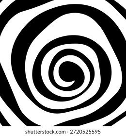 Redemoinho hipnótico padrão de ondas pretas e brancas. Fundo abstrato monocromático. Ilustração geométrica plana do vetor.Design do modelo para o banner, site, modelo, folheto, brochura, cartaz.