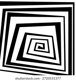 Redemoinho hipnótico padrão de ondas pretas e brancas. Fundo abstrato monocromático. Ilustração geométrica plana do vetor.Design do modelo para o banner, site, modelo, folheto, brochura, cartaz.
