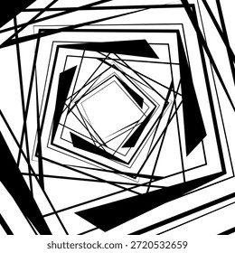 Redemoinho hipnótico padrão de ondas pretas e brancas. Fundo abstrato monocromático. Ilustração geométrica plana do vetor.Design do modelo para o banner, site, modelo, folheto, brochura, cartaz.