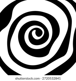 Redemoinho hipnótico padrão de ondas pretas e brancas. Fundo abstrato monocromático. Ilustração geométrica plana do vetor.Design do modelo para o banner, site, modelo, folheto, brochura, cartaz.