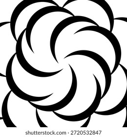 Redemoinho hipnótico padrão de ondas pretas e brancas. Fundo abstrato monocromático. Ilustração geométrica plana do vetor.Design do modelo para o banner, site, modelo, folheto, brochura, cartaz.