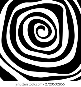 Redemoinho hipnótico padrão de ondas pretas e brancas. Fundo abstrato monocromático. Ilustração geométrica plana do vetor.Design do modelo para o banner, site, modelo, folheto, brochura, cartaz.