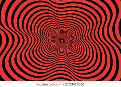 Padrão de onda de cor hipnótica em espiral. Fundo abstrato monocromático. Ilustração geométrica plana do vetor.Design do modelo para o banner, site, modelo, folheto, brochura, cartaz.