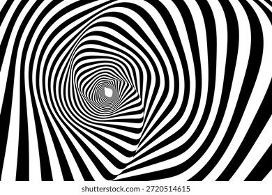 Padrão de onda de cor hipnótica em espiral. Fundo abstrato monocromático. Ilustração geométrica plana do vetor.Design do modelo para o banner, site, modelo, folheto, brochura, cartaz.