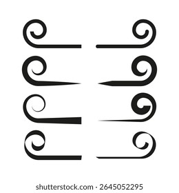 swirl icon. Curl line symbols. Abstract spiral shape. Vector black elements.