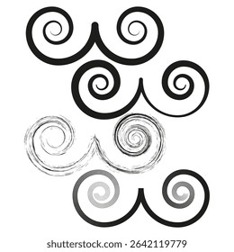 Swirl icon element. Circular spiral symbol. Abstract curl shape. Vector motion figure.