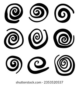 Swirl icon in hand drawn style. Handmade doodle vector illustration on isolated background. Spiral mark sign business concept.