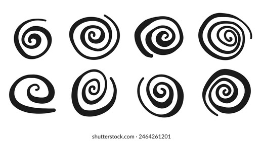 Icono de remolino en estilo dibujado a mano. Ilustración vectorial de garabato hecha a mano sobre fondo aislado. Concepto de negocio de signo de marca en espiral.