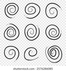 Swirl icon in hand drawn style. Handmade doodle vector illustration on isolated background. Spiral mark sign business concept.