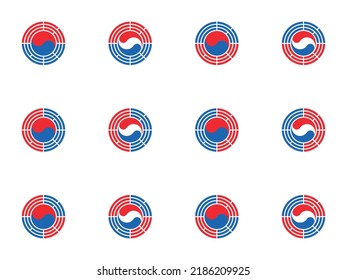 Symbol-Set wirbeln. koreanisches Logo. Aufklebersammlung. Vektorgrafik