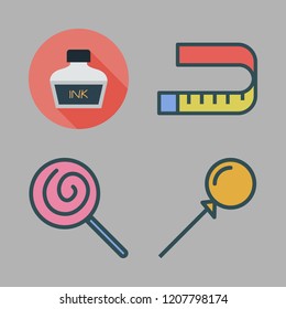 swirl icon set. vector set about ink, lollipop and measuring tape icons set.