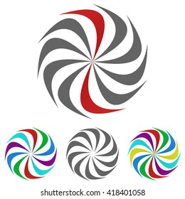 Swirl icon symbol design template set for spiral, vortex, wheel, motion, rotation concepts.