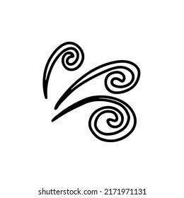 Swirl icon vector illustration. Hand drawn black design. Safety wind concept. Isolated graphic symbol. Autumn art sign. Brushstroke pictogram. Single doodle curve stroke