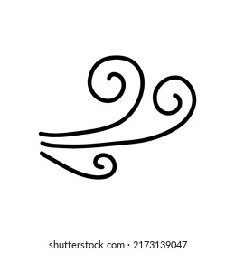 Swirl icon vector illustration. Hand drawn black design. Safety wind concept. Isolated graphic symbol. Autumn art sign. Brushstroke pictogram. Single doodle curve stroke