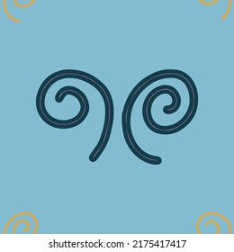 Swirl icon vector illustration. Hand drawn colorful design. Safety wind concept. Isolated graphic symbol. Autumn art sign. Brushstroke pictogram. Single doodle curve stroke