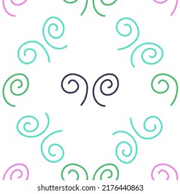 Swirl icon vector illustration. Seamless pattern. Hand drawn colorful design. Safety wind concept. Isolated graphic symbol. Autumn art sign. Brushstroke pictogram. Many doodle curve stroke