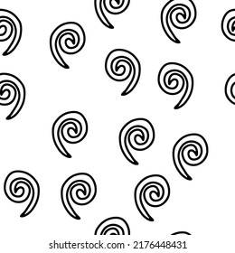 Swirl icon vector illustration. Seamless pattern. Hand drawn black design. Safety wind concept. Isolated graphic symbol. Autumn art sign. Brushstroke pictogram. Many doodle curve stroke