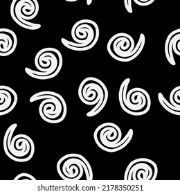 Swirl icon vector illustration. Seamless pattern. Hand drawn black design. Safety wind concept. Isolated graphic symbol. Autumn art sign. Brushstroke pictogram. Many doodle curve stroke