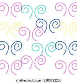 Swirl icon vector illustration. Seamless pattern. Hand drawn colorful design. Safety wind concept. Isolated graphic symbol. Autumn art sign. Brushstroke pictogram. Many doodle curve stroke