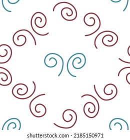 Ilustración del vector de icono de swirl. Patrón sin foco. Diseño colorido dibujado a mano. Concepto de viento de seguridad. Símbolo gráfico aislado. Signo de arte otoñal. Pictograma de pincel. Muchos trazos de curva de doodal