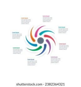 plantilla de infografía de swirl. plantilla informativa de ocho pasos. negocio, informe anual, revista, web, plantilla de infografía de internet
