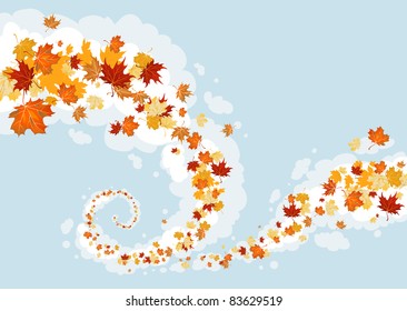 Swirl of leaves in the sky
