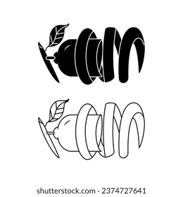 swirl lemon vector illustration. line, silhouette, hand drawn and sketch style. black and white. used for logo, icon, symbol, signs or print. editable stroke