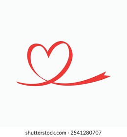 swirl line with a heart ribbon shape