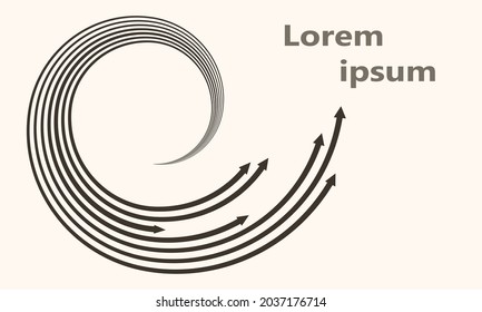 Swirl Lines With Arrows In Movement Shape. Teamwork Abstract Concept.