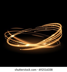 Swirl lines with light effect. Sparkling isolated circles. Graphic concept for your design.