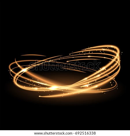 Swirl lines with light effect. Sparkling isolated circles. Graphic concept for your design.