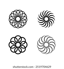 Elementos de diseño del logotipo del remolino aislados en un fondo blanco - Elementos de diseño espirales, elegantes o radiales del remolino