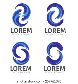 Swirl logo  design . Set of Watercolor Waves  vector  logotype template .