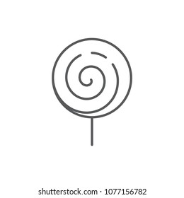 Swirl lollipop on stick editable icon isolated on white background. Pixel perfect sweet spiral candy - outline vector illustration of sugary confectionery.