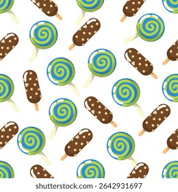 Swirl lollipop and popsicle. Vector illustration