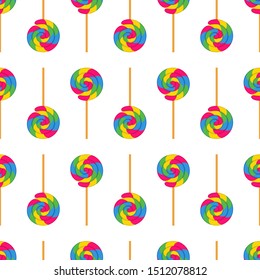Swirl Lollipop Seamless Pattern Background Vector Design