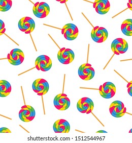 Swirl Lollipop Seamless Pattern Background Vector Design