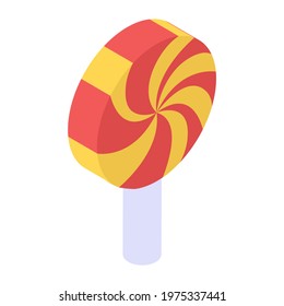 Swirl lollipop shaped texture, isometric vector 