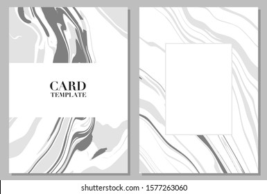 Swirl marble or liquid marble card template in black and white theme