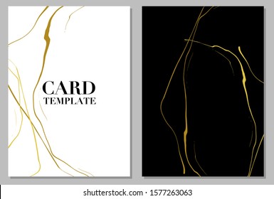 Swirl marble or liquid marble card template in black and white theme