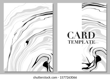 Swirl marble or liquid marble card template in black and white theme