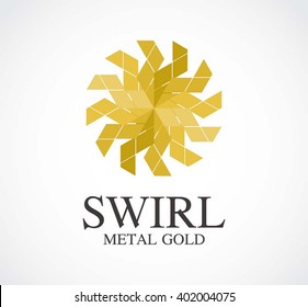 Swirl metal of motion abstract vector and logo design or template gold circle business icon of company identity symbol concept