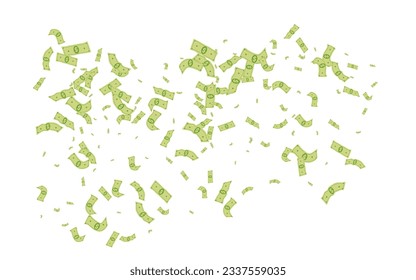 Swirl Money Vector White Background. Flow Jackpot Poster. Abundance Paper Finance Magazine. Paper Confetti Business Brochure.