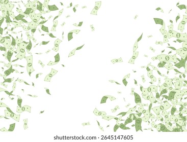 Swirl Money Vector White Background. Fly Jackpot Brochure. Abundance Flow Finance Card. Business Dollar Cartoon Template.